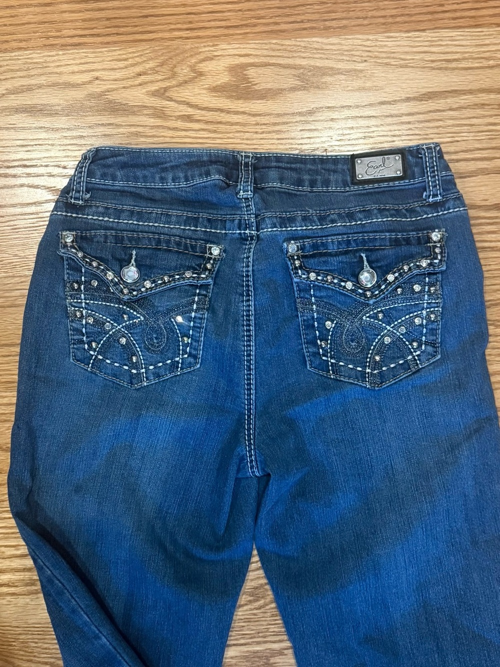 Earl Jeans Women's Dark Blue Rhinestone Embellished Skinny Jeans